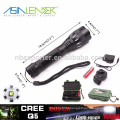 Q5 /5W-1200 Lumens, High Power LED Flashlight with 18650 Battery Gift Box Packaged